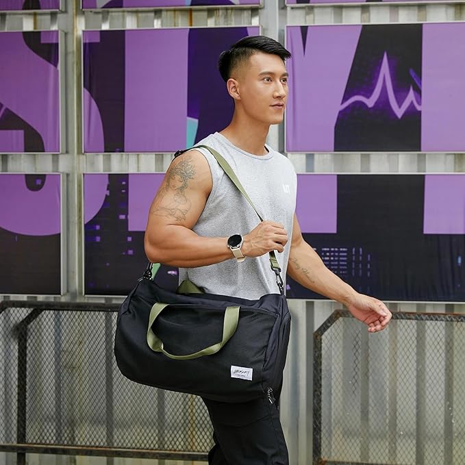 BE SMART Waterproof Mens Gym Bag with Shoe Compartment, Duffle Bag with Wet Pocket for Men