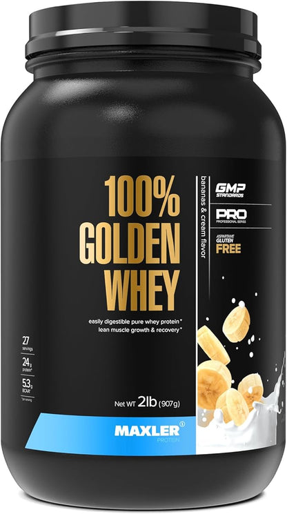 Maxler 100% Golden Whey Protein - 24g of Protein per Serving - Premium Whey Protein Powder for Pre