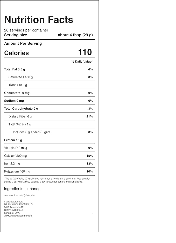 drink wholesome Vegan Unflavored Almond Protein Powder | for Sensitive Stomachs | Additive & Dairy