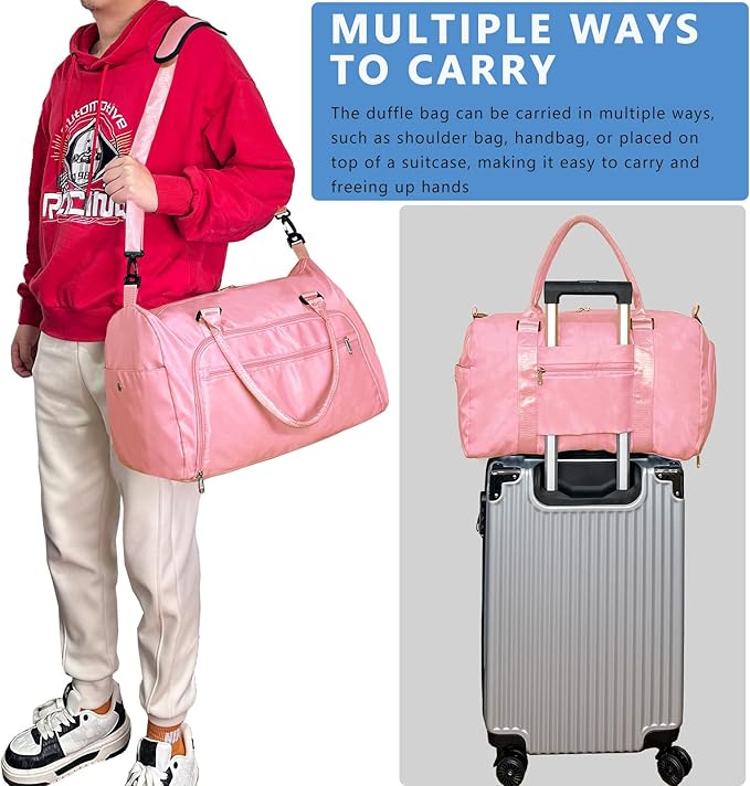 woogwin Small Gym Bag for Men & Women with Shoes & Wet Compartment Waterproof Duffle Bag for Travel