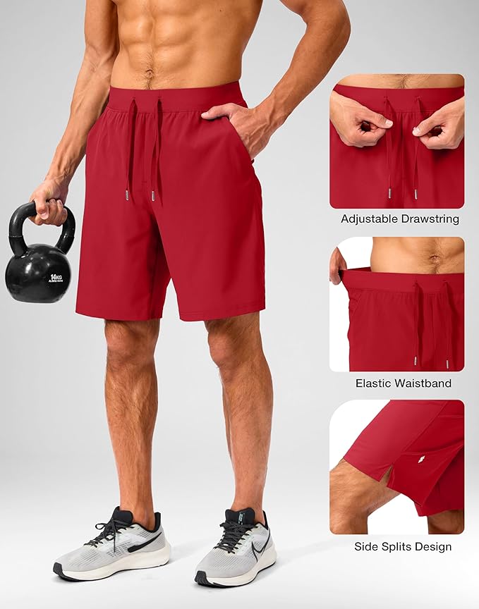 Men's Running Shorts with Zipper Pockets 9 Inch/ 7 Inch / 5 Inch Lightweight Quick Dry Gym Workout