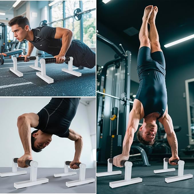 1 Pair Wooden Parallettes Push Up Bars for Men, Strength Training Pushup Stands Handles for Home