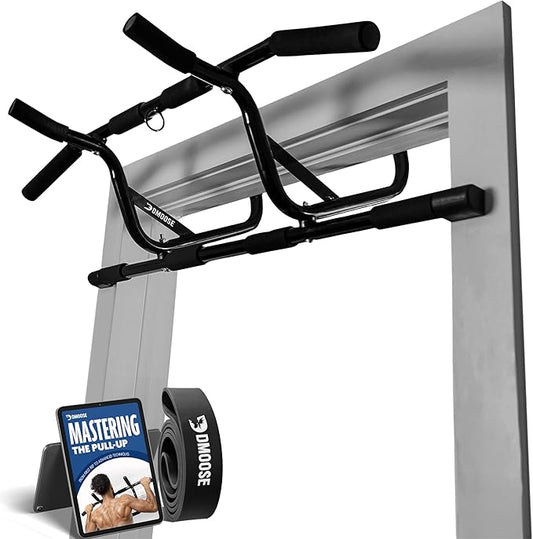 DMoose Fitness Pull Up Bar for Doorway - Upto 250 Lbs Capacity, No Screwing or Slipping, Hanging