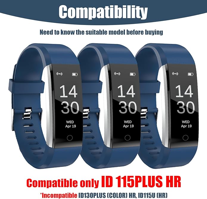 Watch Bands Replacement for ID115plus HR, Very Fit Pro Activity Fitness Tracker Wrist Bands Set