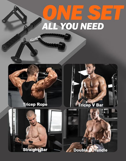 Fitarc Cable Machine Attachment Set, LAT Pulldown Attachments for Home Gym Equipment, Tricep Pull