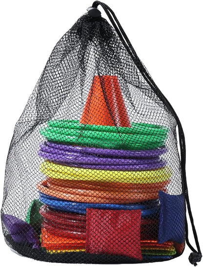 42 pcs 3-in-1 Carnival Games Set Plastic Colorful Cones Ring Toss Combo Set Outdoor Carnival Games