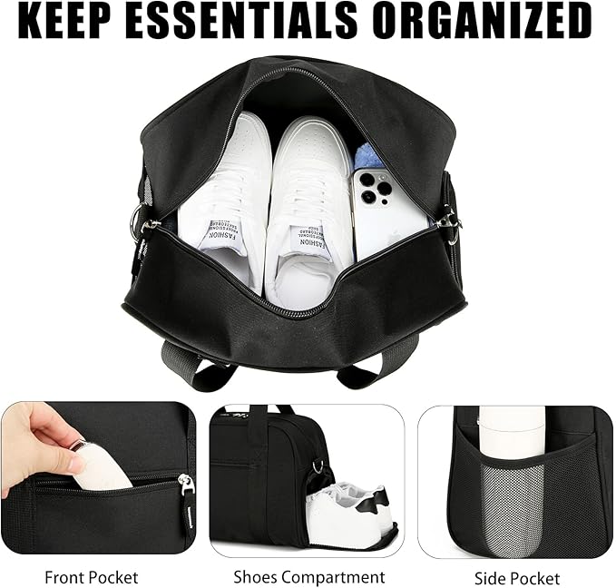 SeaRock 14 inch Small Gym Bag for Women & Men - Mini Duffle Bag Weekender & Overnight with Shoe