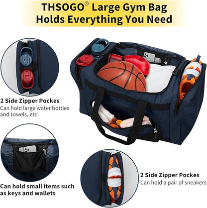 22 inch Gym Bag for Men - 55L Large Travel Duffle Bag Sports Equipment Bag with Multiple Zippered