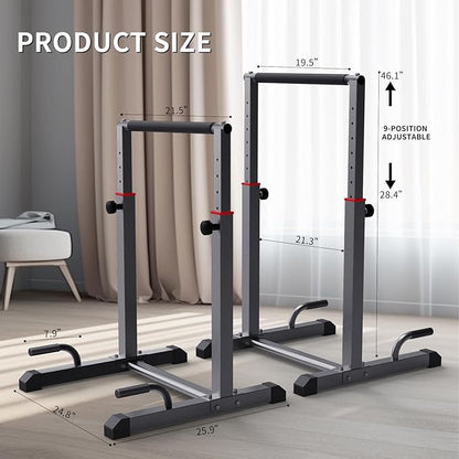 K KiNGKANG Dip Bar Station Set, 9 Level Adjustable, 1200lbs Heave Duty Dip Station for Full Body