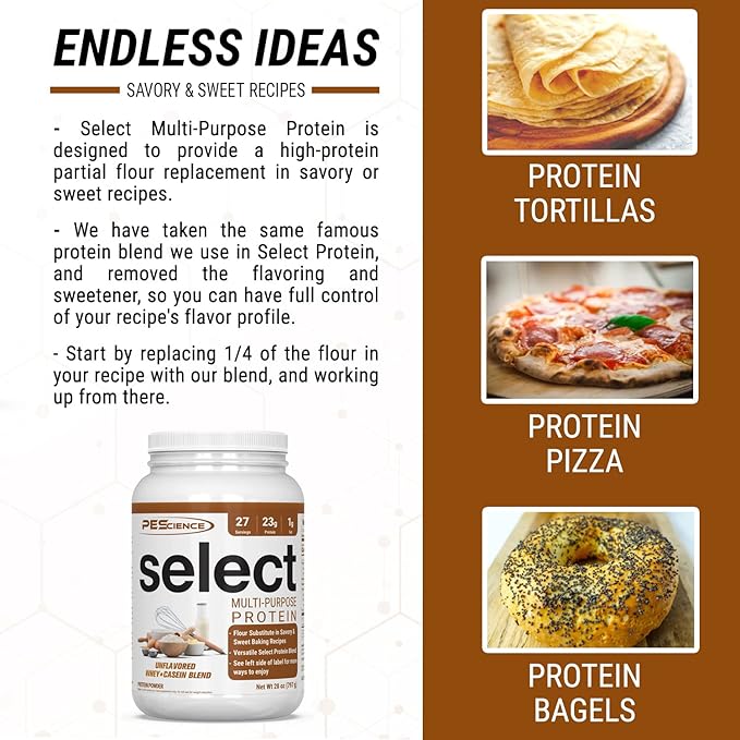 PEScience Select Multi-Purpose Unflavored Protein Powder, Low Carb, Keto Friendly, Gluten Free