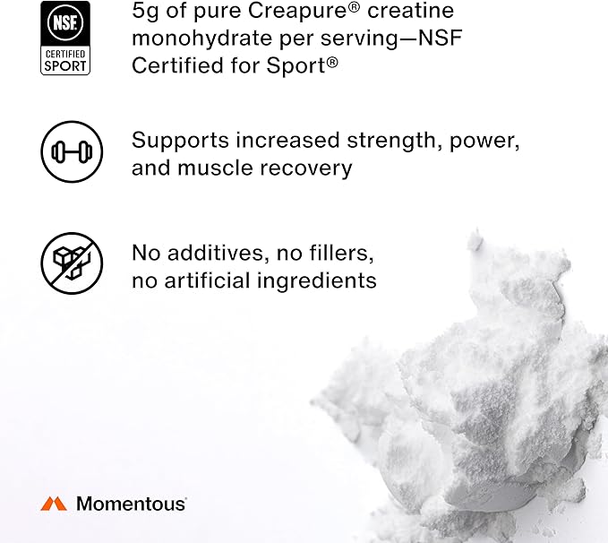 Momentous Creatine Lemon Monohydrate Powder - Creapure Creatine Powder - Supports Strength, Lean