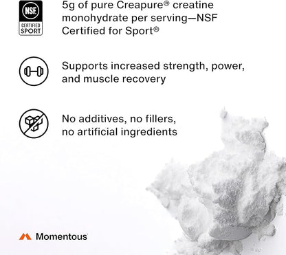 Momentous Creatine Lemon Monohydrate Powder - Creapure Creatine Powder - Supports Strength, Lean