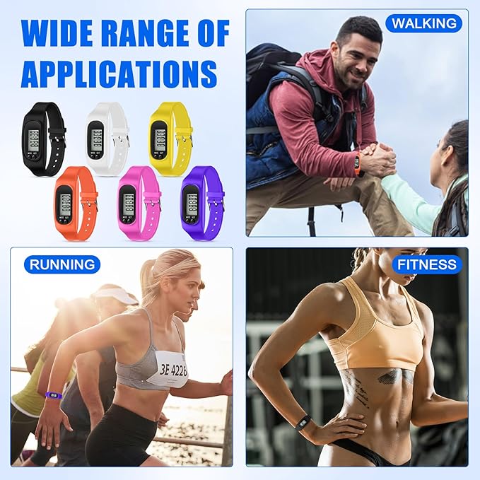 Geyoga 24 Pcs Pedometer for Walking Steps and Miles Pedometer Watch Silicone Steps Tracker Running