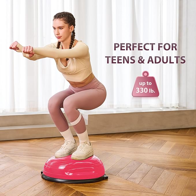 ZELUS Balance Ball Trainer with Resistance Bands and Foot Pump, Inflatable Yoga Ball for Home Gym