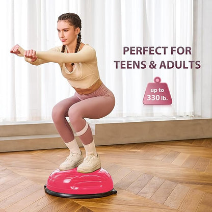 ZELUS Balance Ball Trainer with Resistance Bands and Foot Pump, Inflatable Yoga Ball for Home Gym