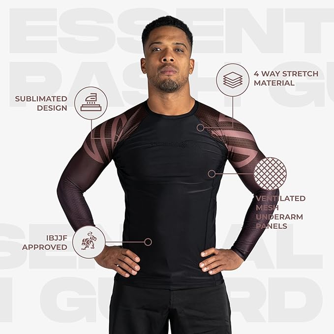 Sanabul Essential Long Sleeve Compression Training Rash Guard for MMA BJJ Wrestling Grappling and