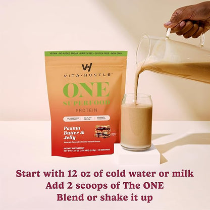 VitaHustle ONE Meal Replacement Shake - Plant Based Protein Powder by Kevin Hart - Vegan, Meal
