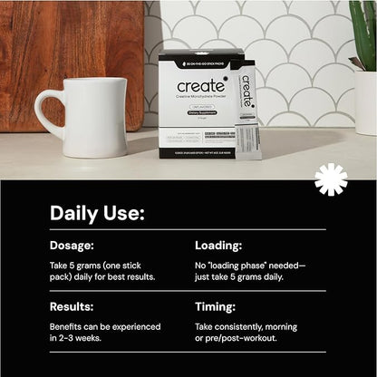 Create Single Serve Creatine Monohydrate Powder – 5g Creapure Creatine | Redefining Strength