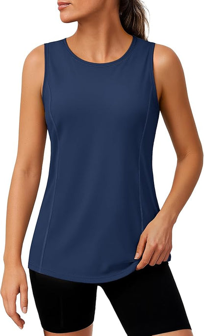 TACVASEN Women's UPF 80+ Workout Tank Top Sleeveless Quick Dry Sun Protection Hiking Athletic Gym