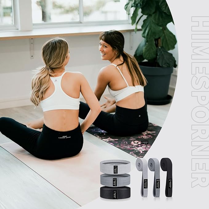 9 PCS Fabric Resistance Bands Set for Working Out, Non-Slip Exercise Booty Bands for Women & Men