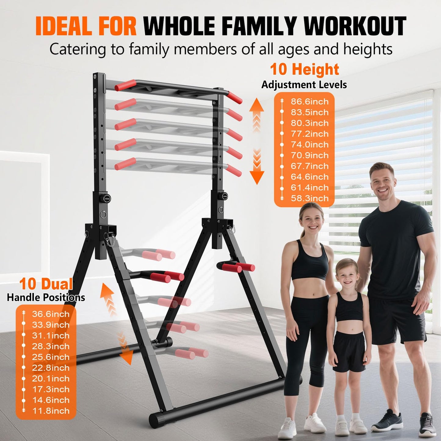 SERTT Foldable Power Tower Dip Station for Pull Ups, Dips & Push Ups, Upgraded Free Standing Pull