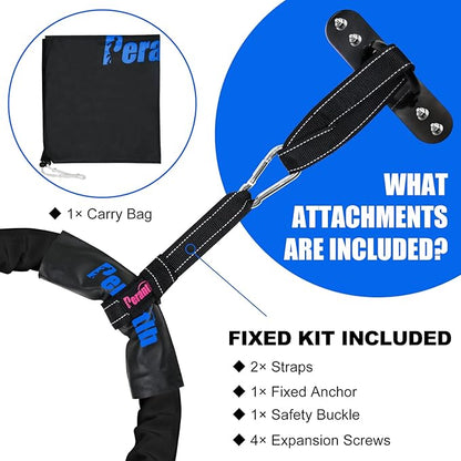 Perantlb Battle Rope With Wear-Resistant Nylon Protective Sleeve - Heavy Battle Rope for Strength