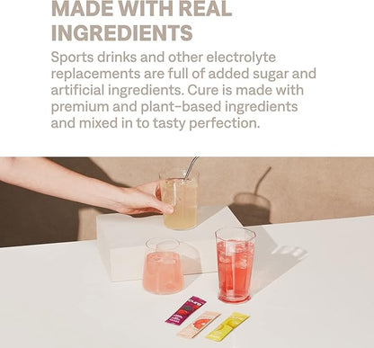 Cure Hydration | Plant-Based Electrolyte Drink Mix | No Added Sugar | FSA-HSA | Dehydration Relief