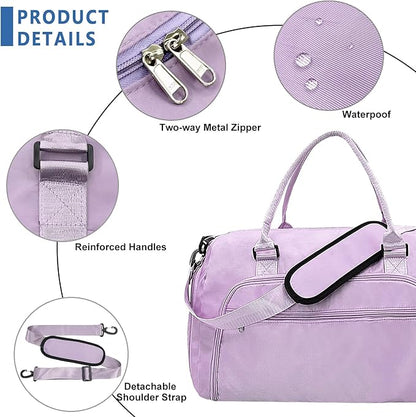 woogwin Small Gym Bag for Men & Women with Shoes & Wet Compartment Waterproof Duffle Bag for Travel