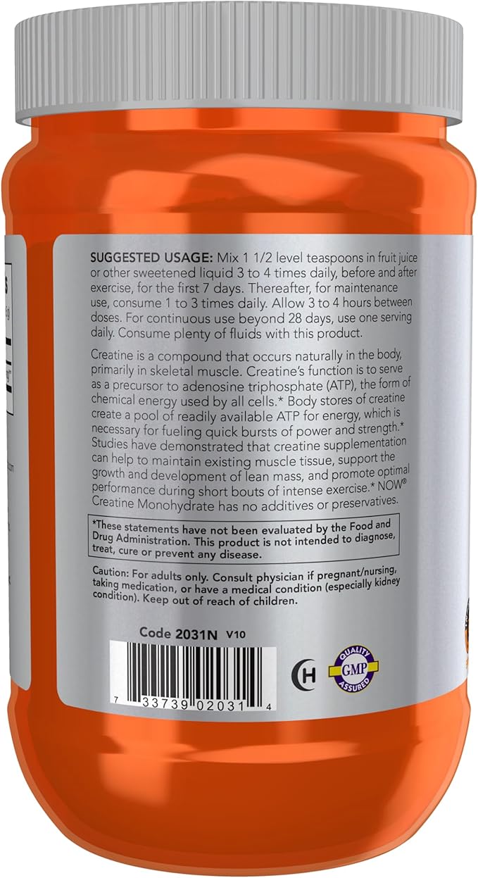 NOW Foods Sports Nutrition, Creatine Monohydrate Powder, Mass Building*/Energy Production*