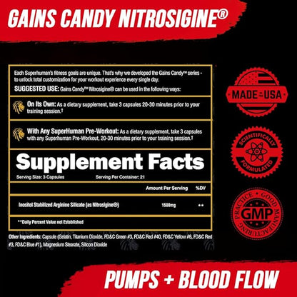 ALPHA LION Gains Candy, Supplement Pills for Muscle Pump & Blood Flow, Nitric Oxide Booster