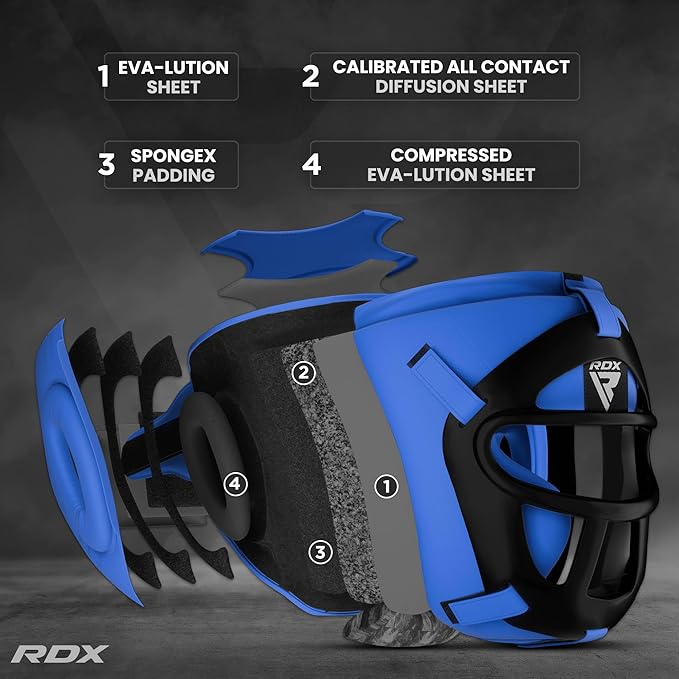 RDX Boxing Headgear MMA Muay Thai, Removable Face Grill, Head Gear for Sparring Grappling Martial