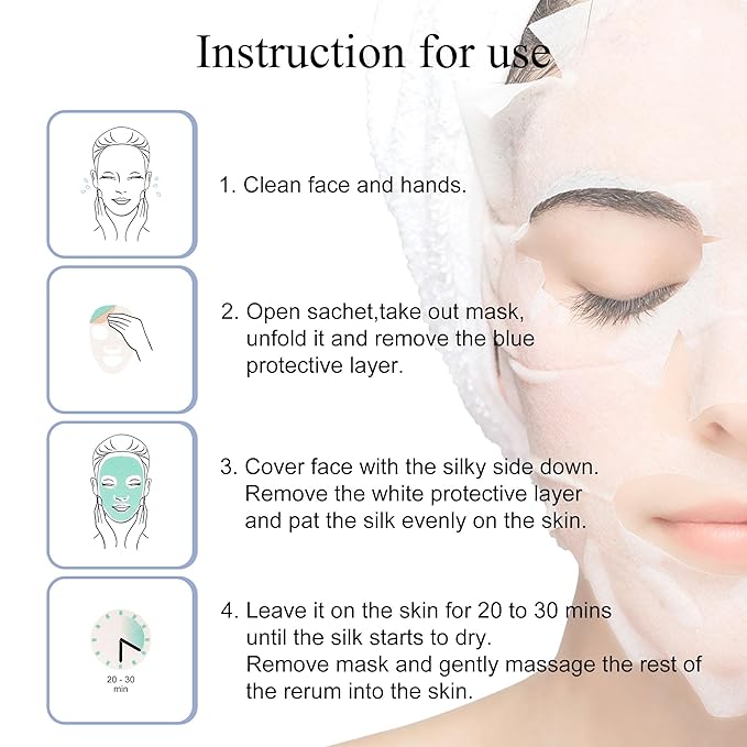 Dermaroller, Silk Face Masks Intensive Hyaluronic Acid Moisturizer with Matriyxl 3000 Tocopherol