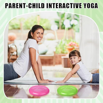 2 Pcs Wiggle Seat Inflated Wobble Cushion Flexible Balance Disc with Air Pump for Core Stability
