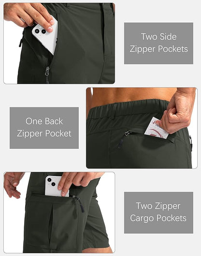 Pudolla Men's Hiking Cargo Shorts 9" Lightweight Outdoor Work Shorts for Men Travel Golf Camping