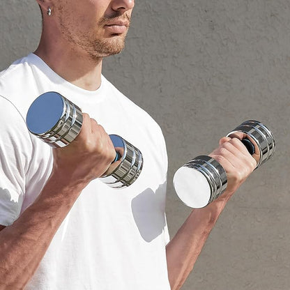 Northdeer Steel Dumbbells Ultracompact & Adjustable Chrome Dumbbell with Foam Handles 5lb 10lb 15lb