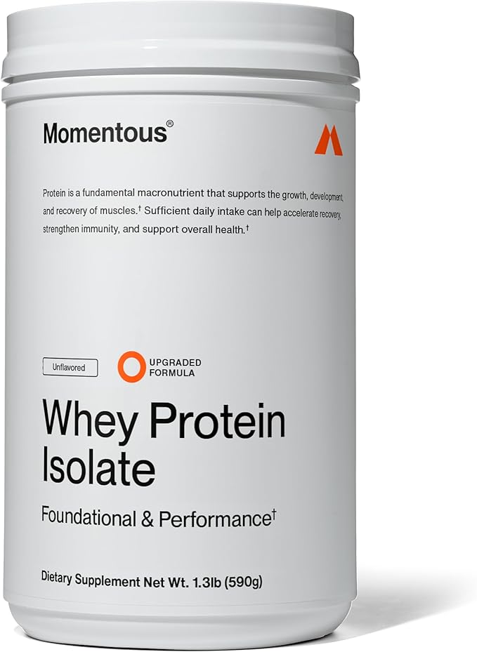 Momentous Essential Grass-Fed Whey Protein Powder - 20 g Whey Isolate Protein - NSF Certified for
