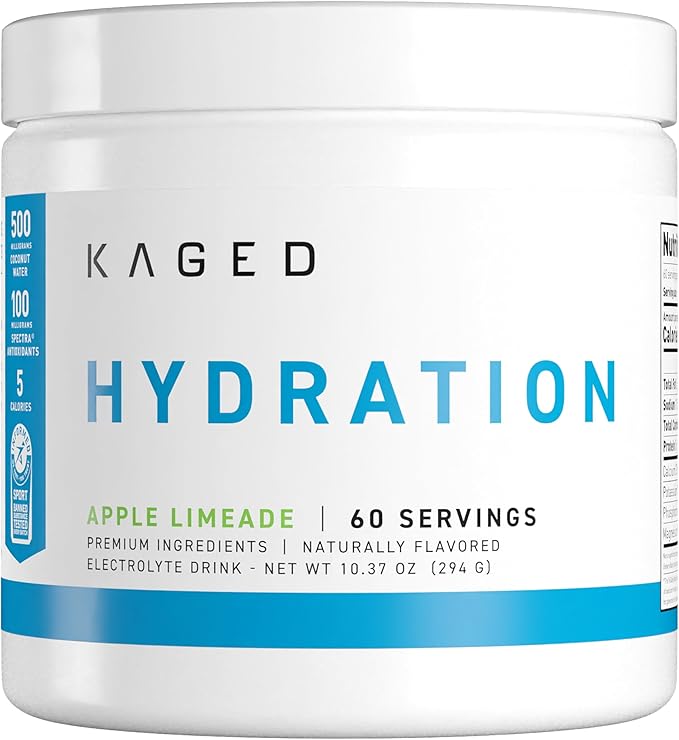 Kaged Electrolyte Hydration Powder Hydracharge Apple Limeade Sports Drink for Men and Women Pre