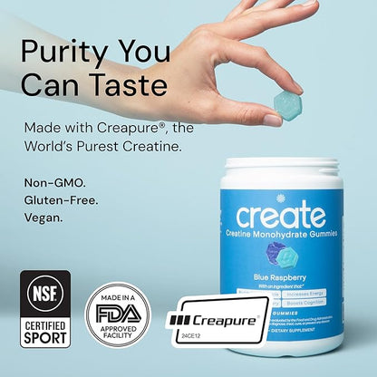 Create Creatine Monohydrate Gummies for Men & Women, Boost Focus, Strength, and Endurance