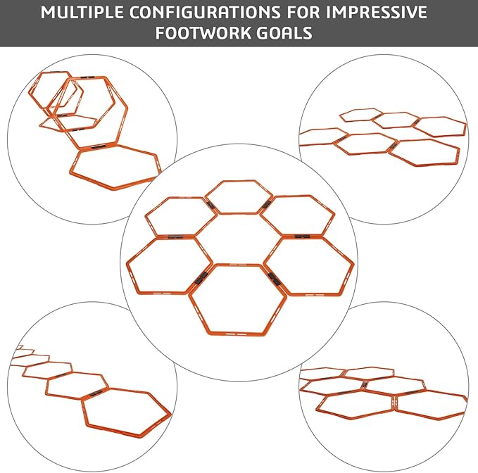 Yes4All Hex Agility Rings/Speed Rings with Carrying Bag – Hexagon Rings, Agility Hurdles for