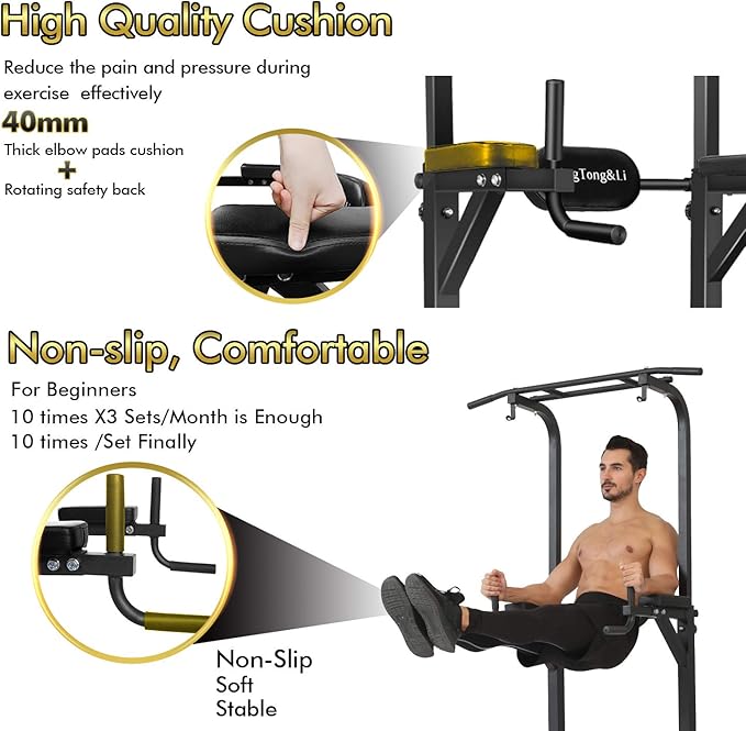 BangTong&Li Power Tower, Pull Up Bar Dip Station/Stand for Home Gym Strength Training Workout