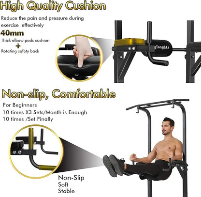BangTong&Li Power Tower, Pull Up Bar Dip Station/Stand for Home Gym Strength Training Workout