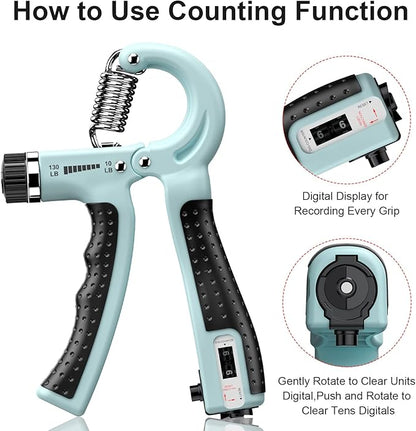 KDG Hand Grip Strengthener 2 Pack Adjustable Resistance 10-130 lbs Forearm Exerciser，Grip Strength