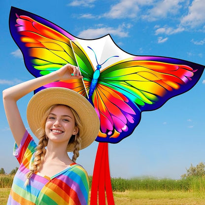Butterfly Kites for Kids & Adults, Easy to Fly Design with Long Tail for Stability, for Kids Ages