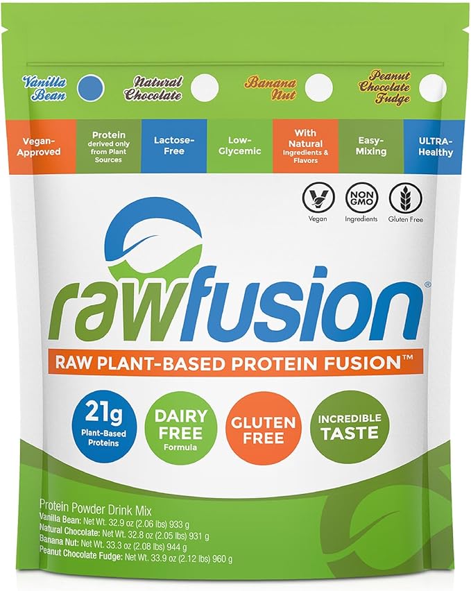 Rawfusion Vegan Protein Powder, Vanilla Bean ??30 Servings, 21g Plant-Based Protein, Low Net Carbs
