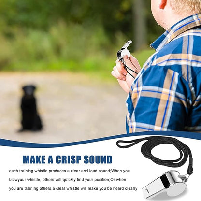 3 Pcs Whistle,Stainless Steel Sports Whistle with Lanyard for Coaches Referees Emergency Outdoor