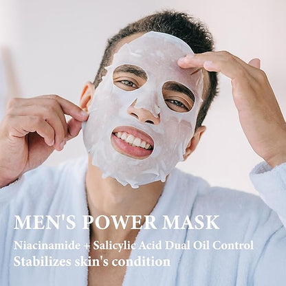 10PCS Face Sheet Mask Skin Care Set for Men,Moisturizing Sheet Facial Masks,Long-lasting Oil