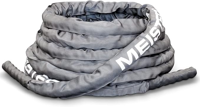 Meister Professional Sheathed Battle Rope for Strength & Conditioning Gym Workouts - 1.5" Diameter
