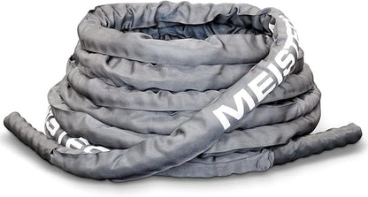 Meister Professional Sheathed Battle Rope for Strength & Conditioning Gym Workouts - 1.5" Diameter