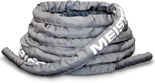 Meister Professional Sheathed Battle Rope for Strength & Conditioning Gym Workouts - 1.5" Diameter