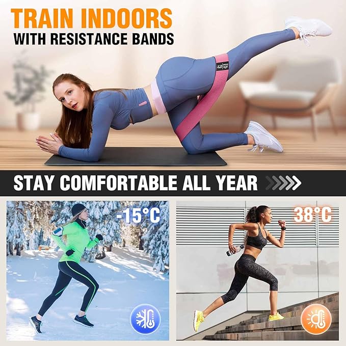 Fabric Resistance Bands for Working Out - Exercise Bands for Women and Men, Booty Bands for Legs